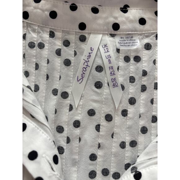 Seraphine Maternity Sz 8 Dotty Woven Blouse Polka Dots - Picture 4 of 8